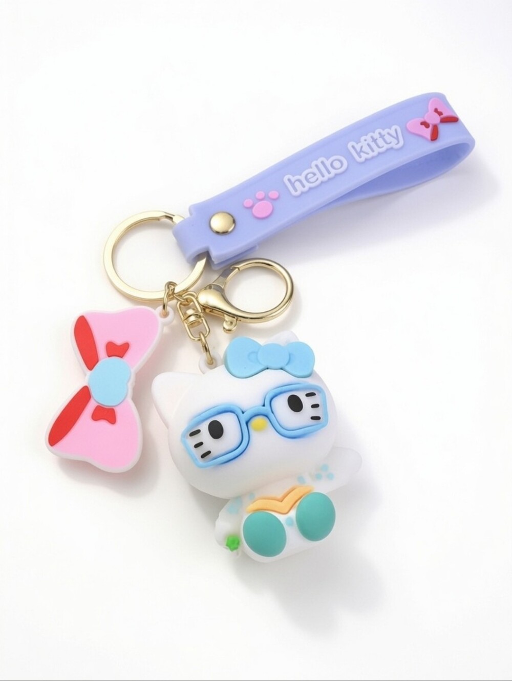 Hello Kitty Bow Key Chain Bag Charm White Large